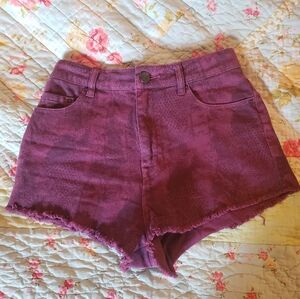BDG high rise cheeky jean shorts purple snake print denim women's size 27